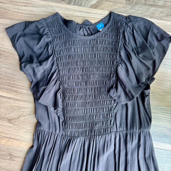 Old Navy Fit & Flare Flutter-Sleeve Tiered Smocked Black Midi Dress Size XS - Picture 3 of 11